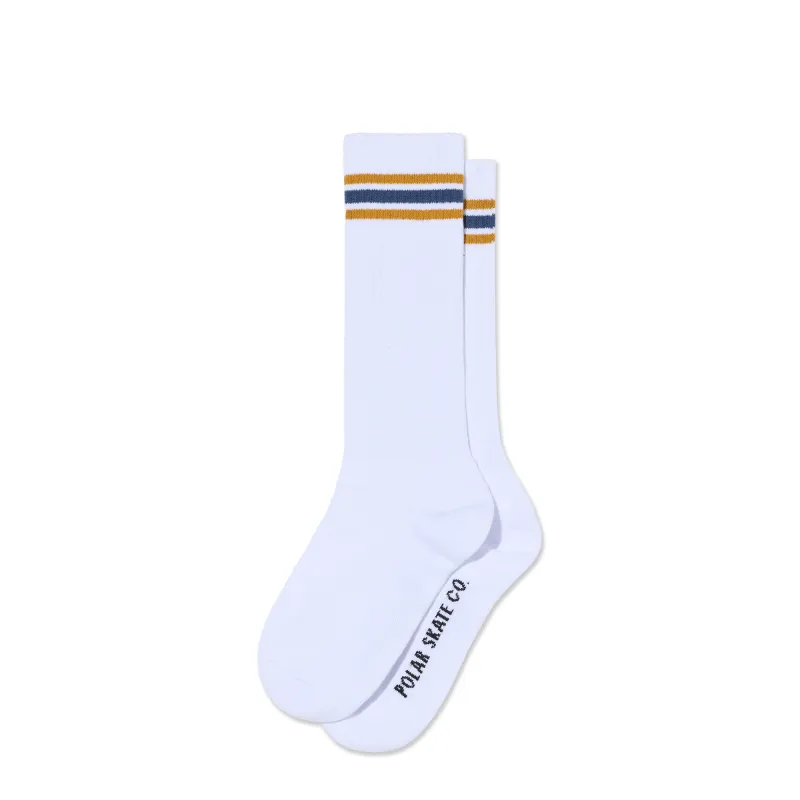 Long Rib Socks | Stripes - White/Caramel/Blue made by Polar Skate