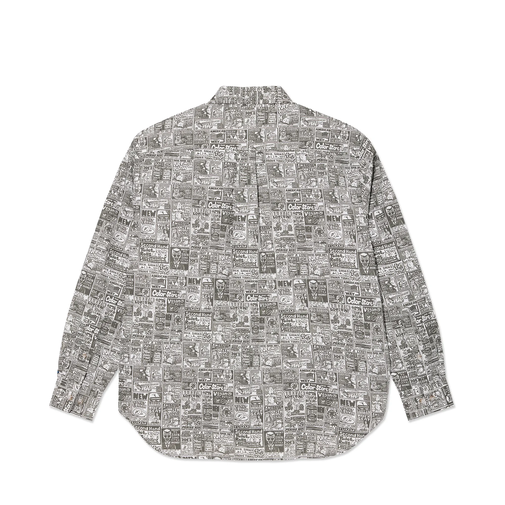 Ben LS Shirt | Newspaper - Light Grey sold by Polar Skate product image thumbnail 2