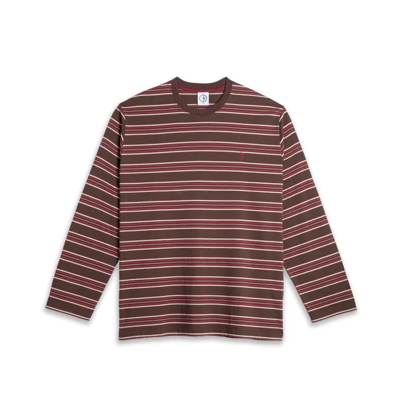 Steve LS Tee | Stripe - Brown/Red made by Polar Skate