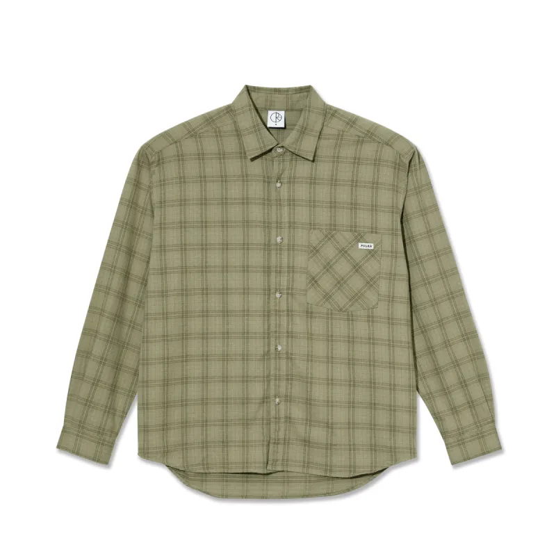 Mitchell LS Shirt | Flannel - Green / Beige sold by Polar Skate