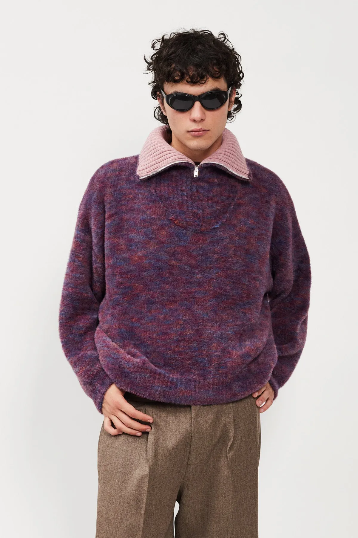 FLUFFY HIGHNECK HALF ZIP SWEATER sold by Bonsai product image thumbnail 4