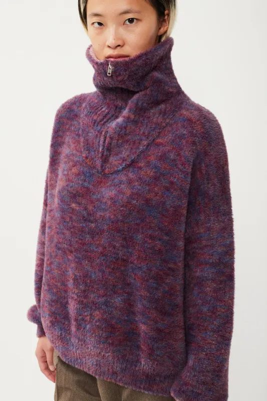 FLUFFY HIGHNECK HALF ZIP SWEATER made by Bonsai