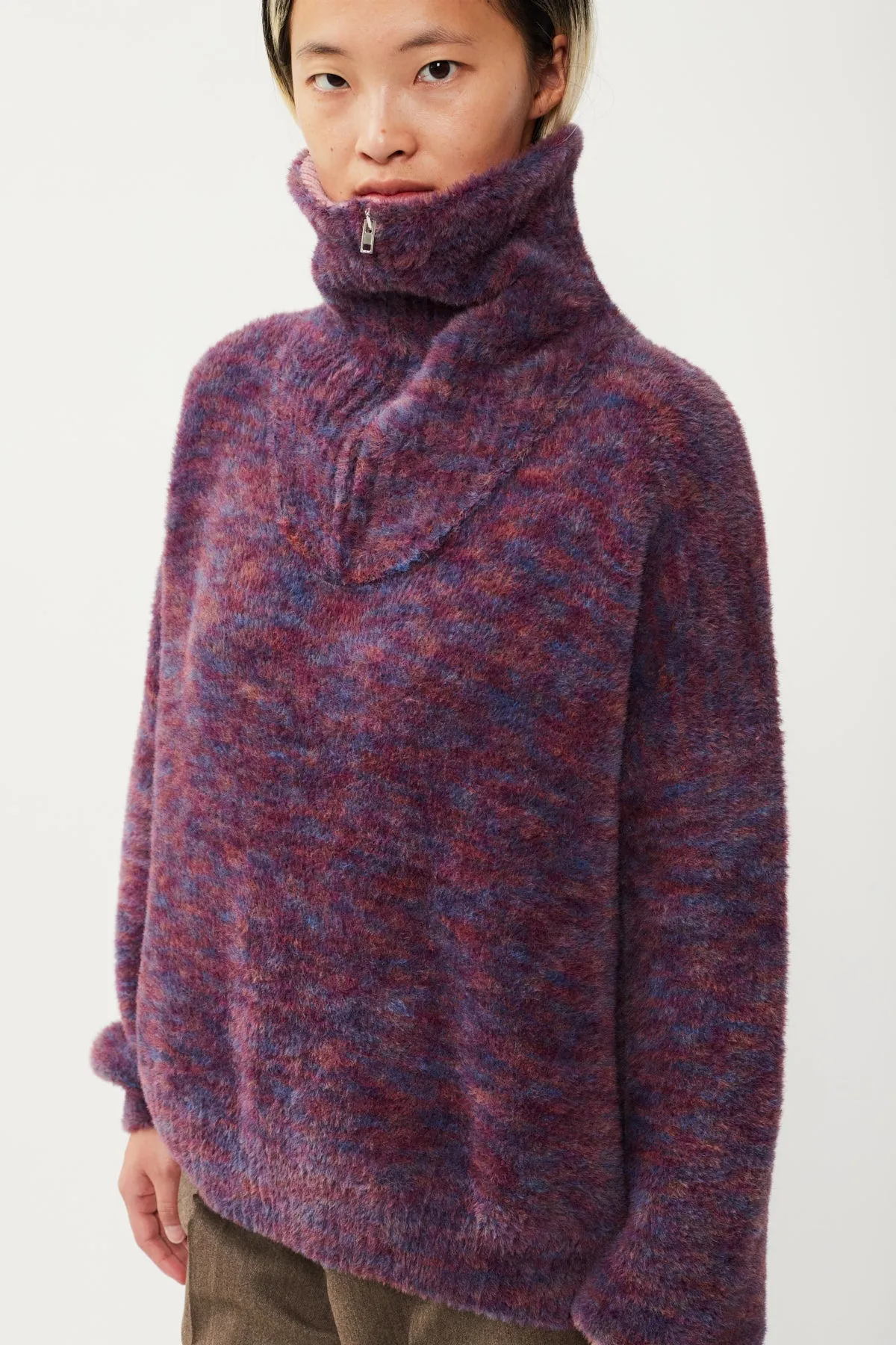 FLUFFY HIGHNECK HALF ZIP SWEATER sold by Bonsai