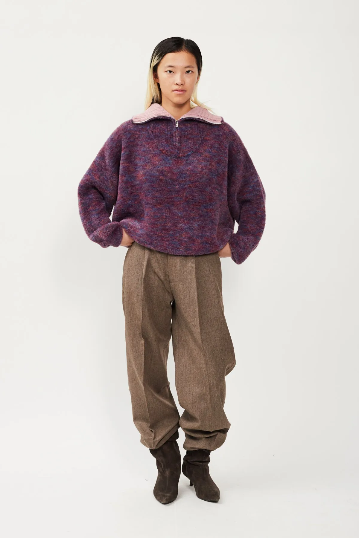 FLUFFY HIGHNECK HALF ZIP SWEATER sold by Bonsai product image thumbnail 2