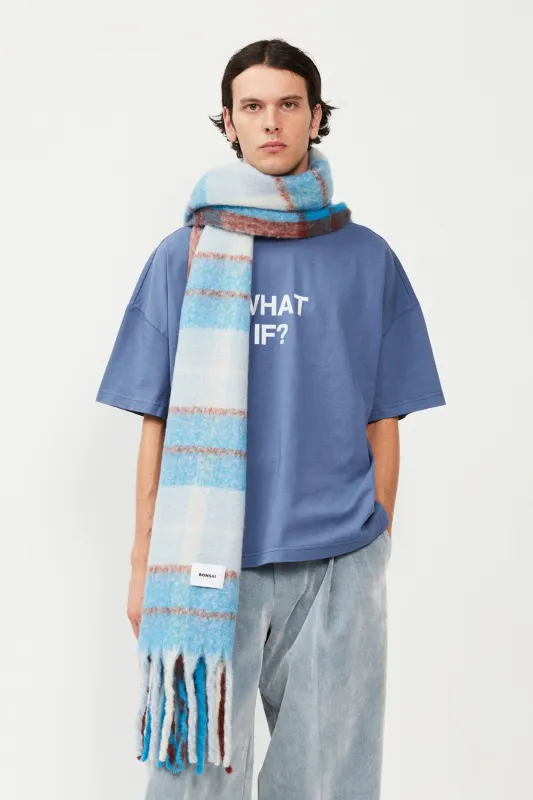 AZURE CHECK KNIT SCARF sold by Bonsai