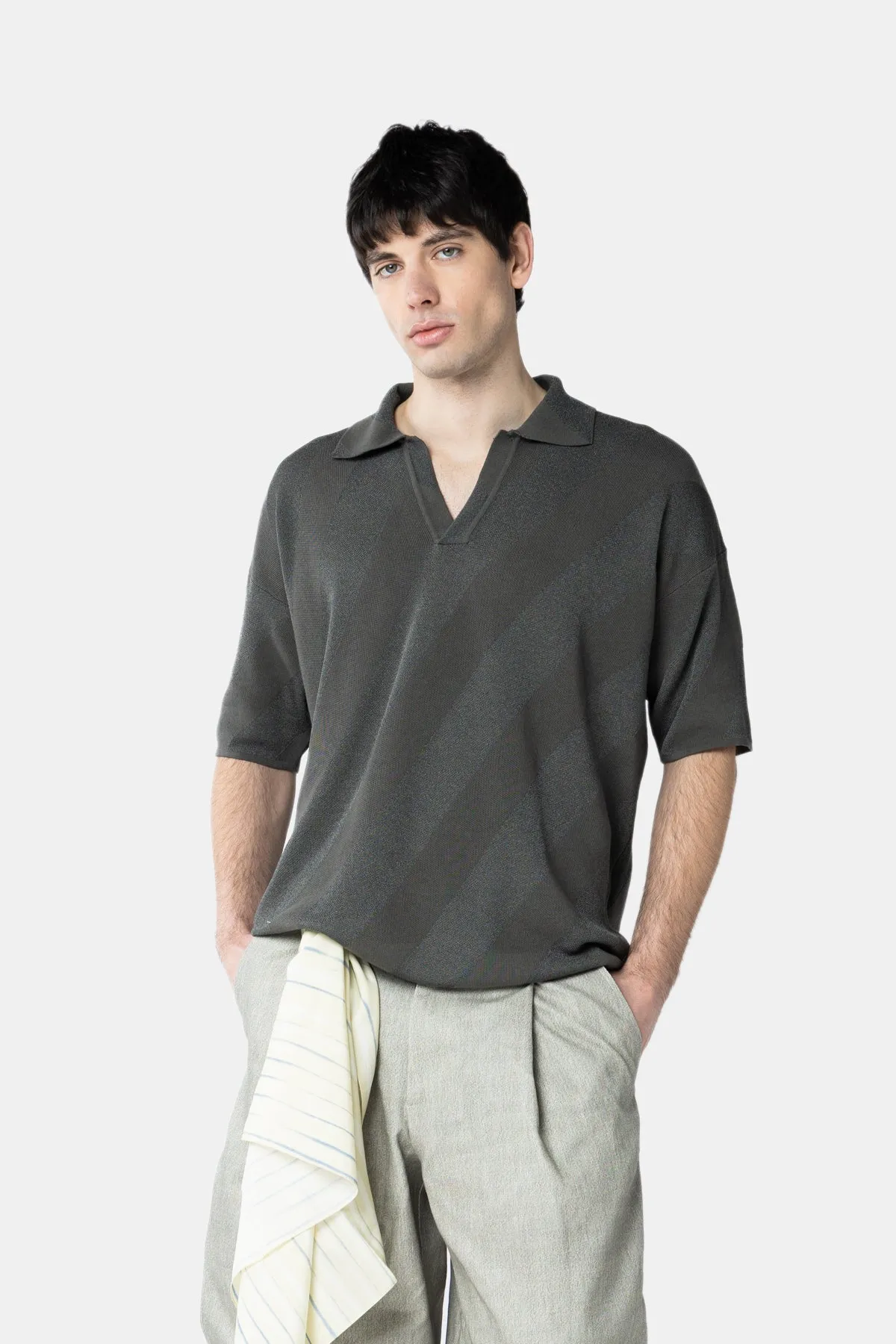 SHADOW STRIPE KNIT POLO sold by Bonsai product image thumbnail 4