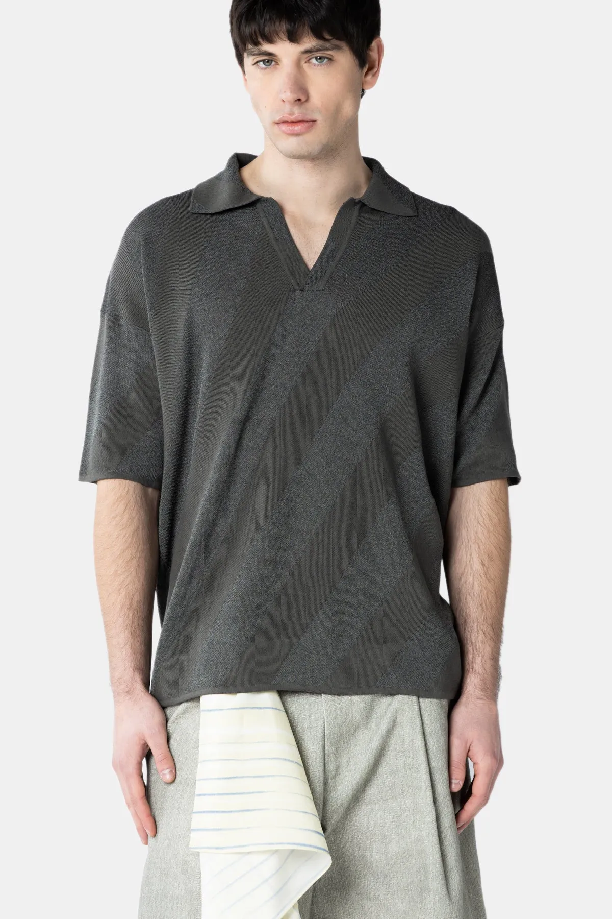 SHADOW STRIPE KNIT POLO sold by Bonsai