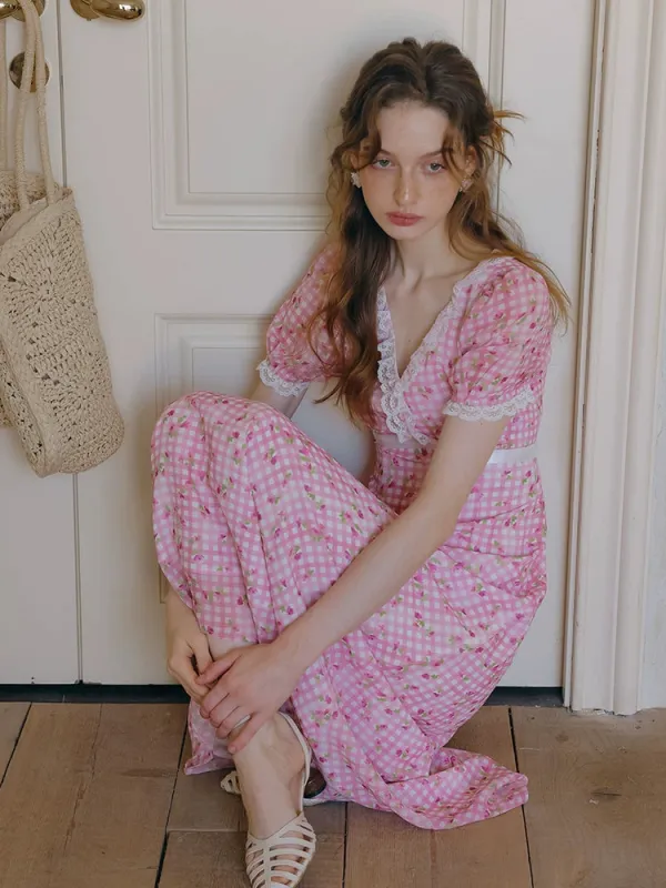 Cherry Blush Gingham Dress sold by Ipinkustore