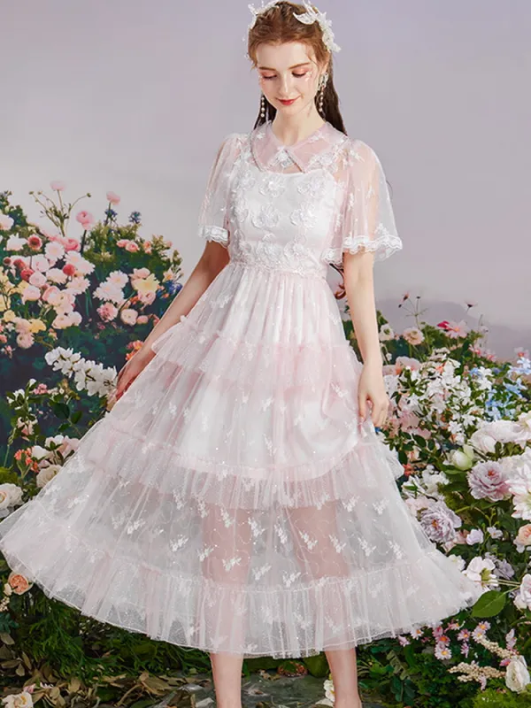 Whispering Petals Lace Midi Dress sold by Ipinkustore