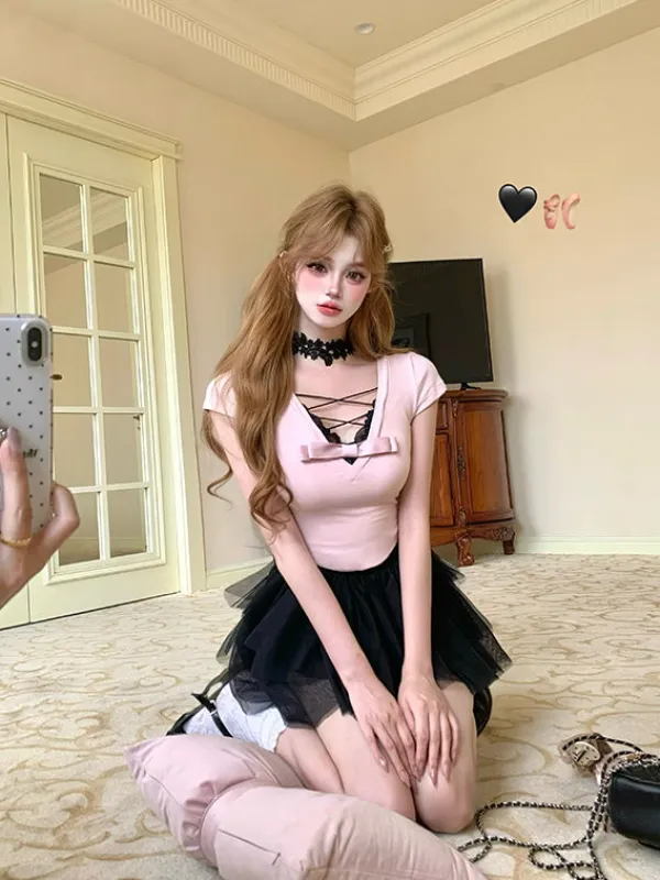 Dollhouse Secret Bow Top sold by Ipinkustore