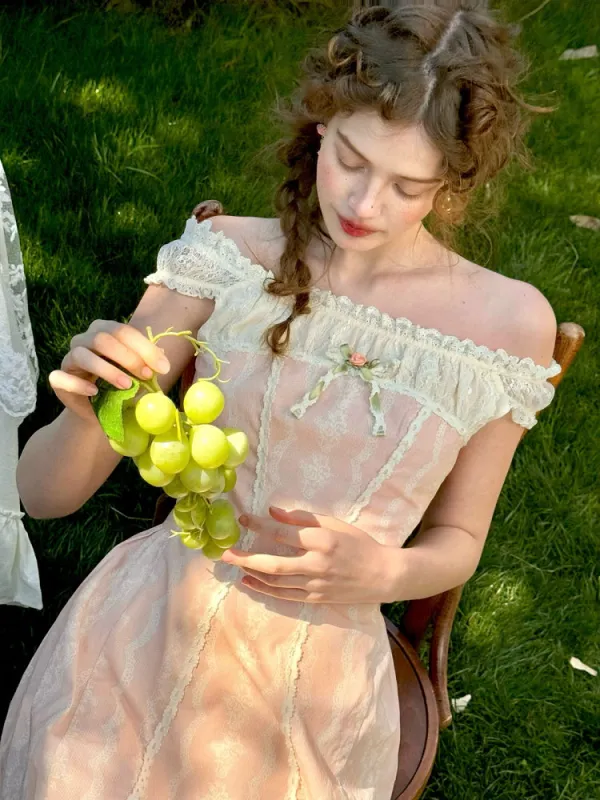 Garden Poem Off-Shoulder Dress sold by Ipinkustore