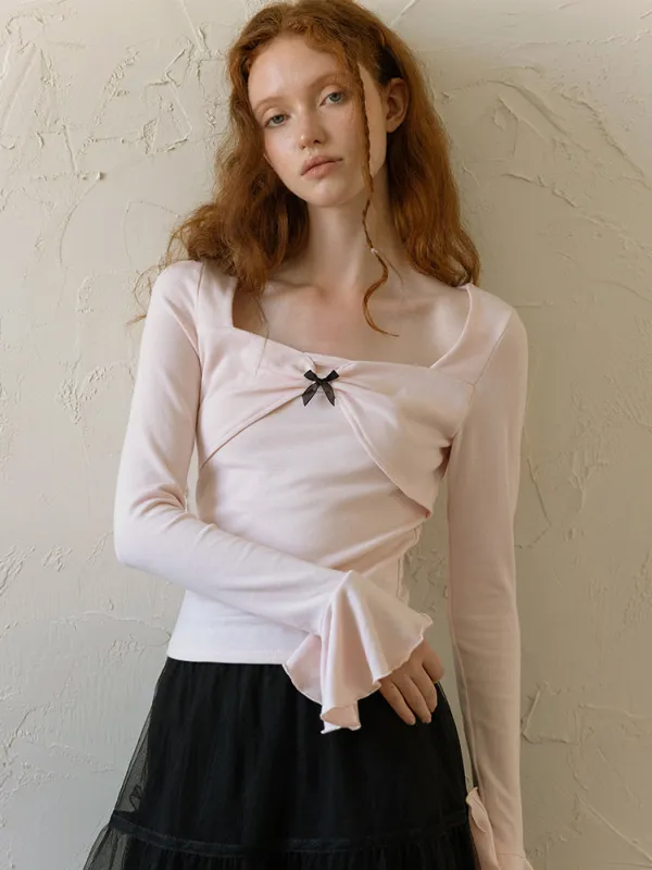 Moonlit Flounce Knit Top sold by Ipinkustore