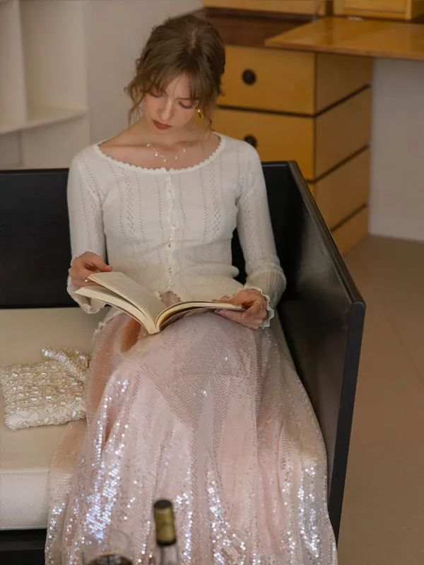 Moonlit Glimmer Sequin Skirt sold by Ipinkustore