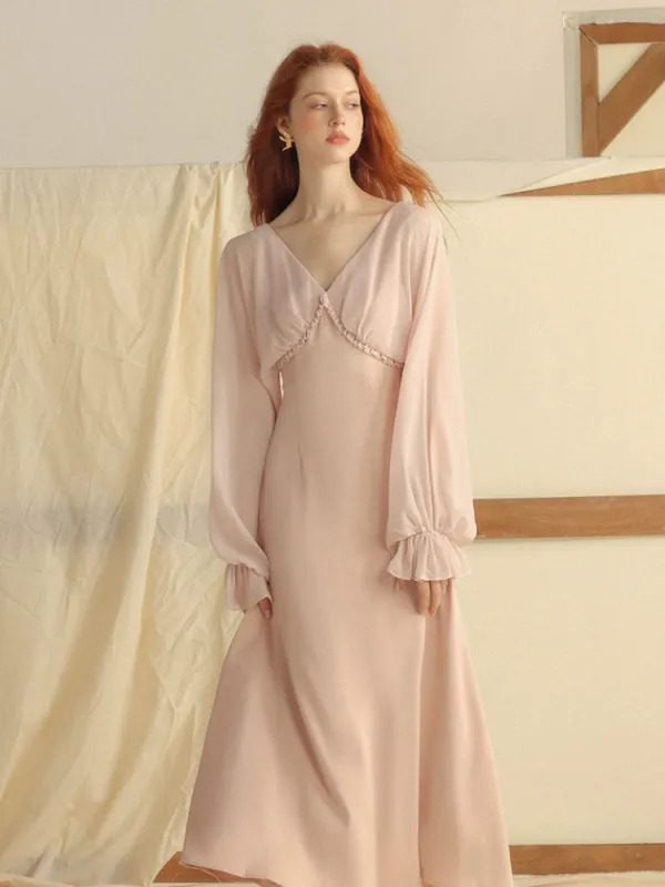 Romantic Chiffon V-Neck Long Dress sold by Ipinkustore