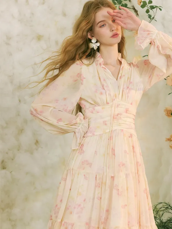 Romantic Blossom Chiffon Long Dress sold by Ipinkustore