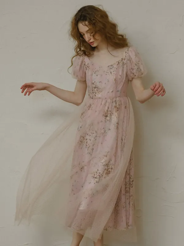 Ethereal Bloom Puff Sleeve Dress sold by Ipinkustore