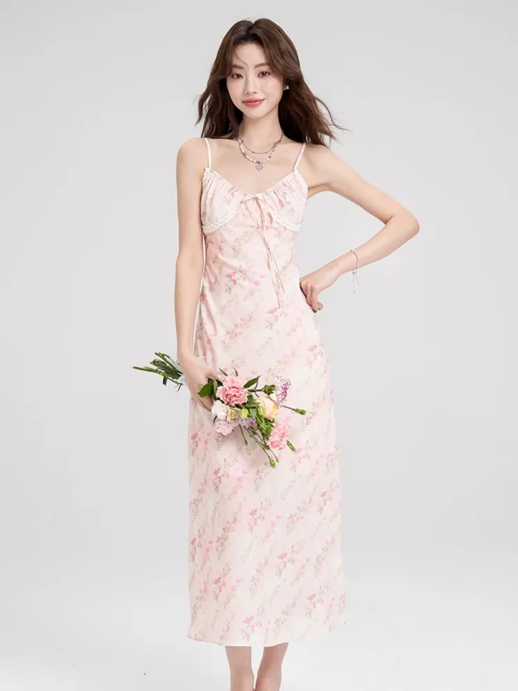 Rosy Blossom Ribbon Dress sold by Ipinkustore