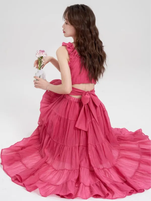 Fairy Rose Tiered Midi Dress sold by Ipinkustore