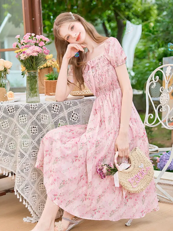 Romantic Blossom Smocked Dress sold by Ipinkustore