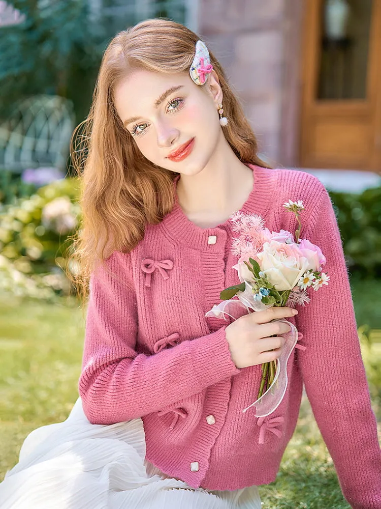 Romantic Ribbon Shell Button Knit Cardigan sold by Ipinkustore product image thumbnail 5