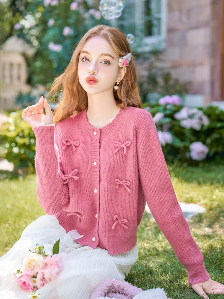 Romantic Ribbon Shell Button Knit Cardigan sold by Ipinkustore
