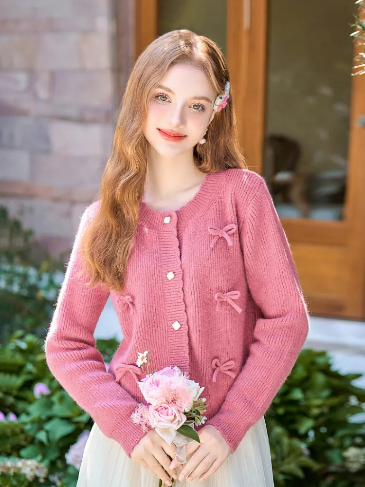 Romantic Ribbon Shell Button Knit Cardigan sold by Ipinkustore product image thumbnail 3