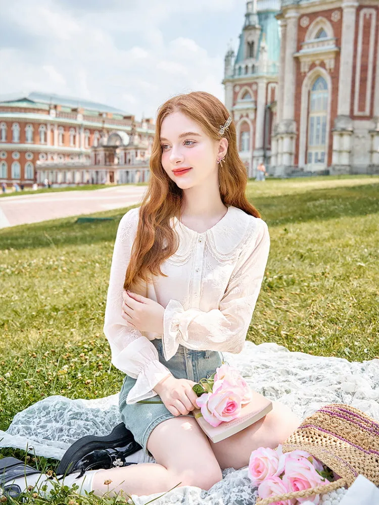 Lace Embroidered French Chiffon Blouse sold by Ipinkustore product image thumbnail 3