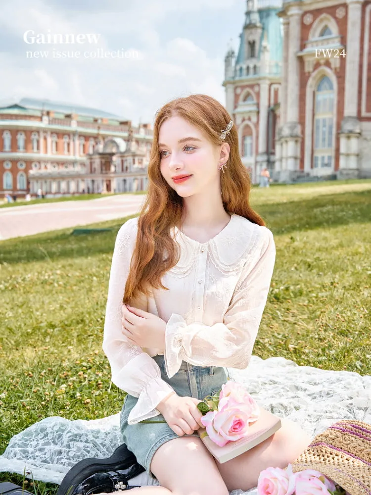 Lace Embroidered French Chiffon Blouse sold by Ipinkustore product image thumbnail 4