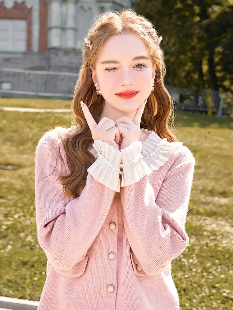 Frill & Pearl Detail Cream Pink Cardigan sold by Ipinkustore product image thumbnail 5