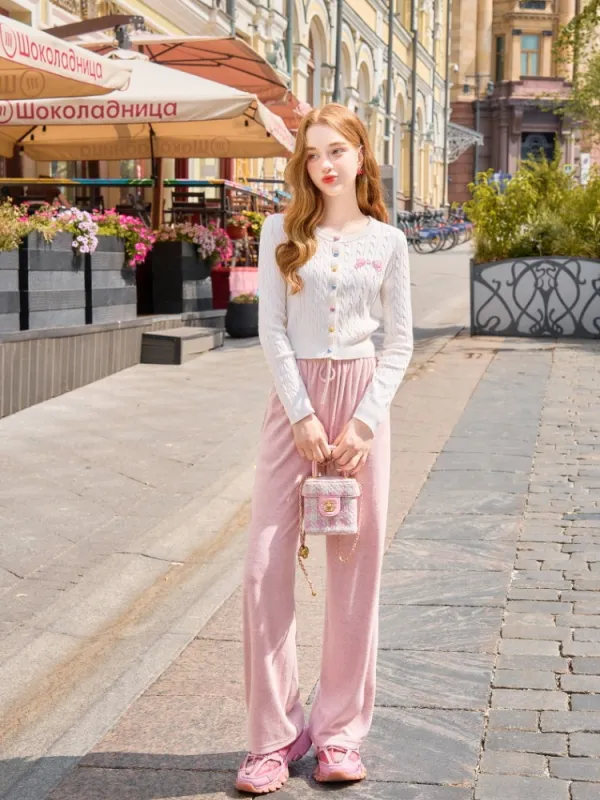 Pink Terry Wide Pants sold by Ipinkustore