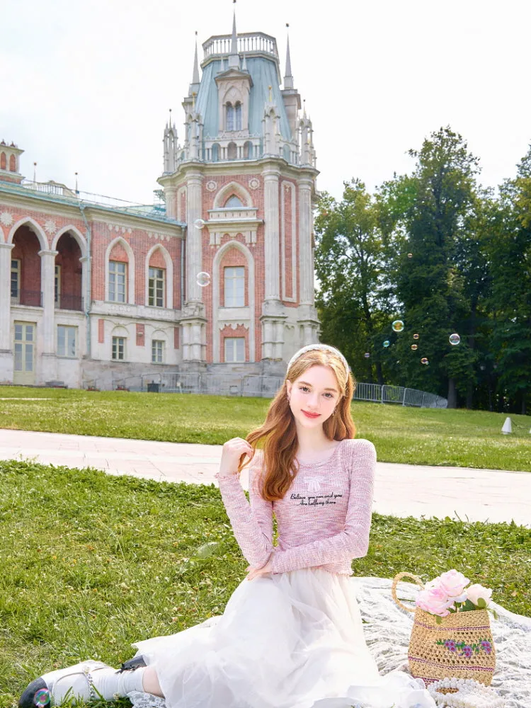 Pastel Tweed Bow Knit Top sold by Ipinkustore product image thumbnail 4