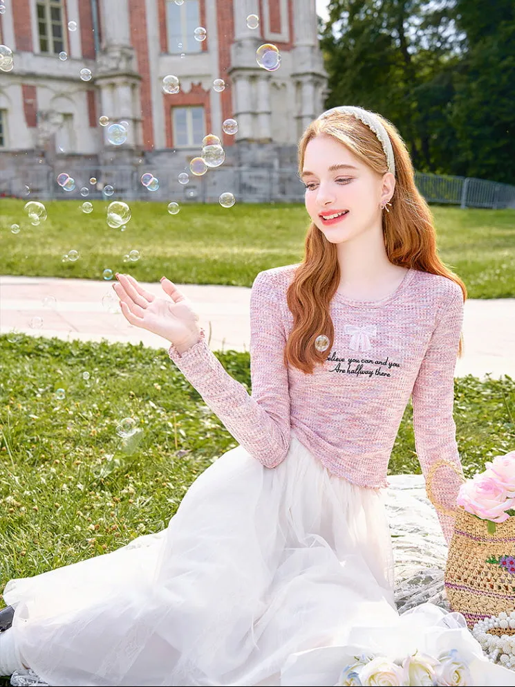 Pastel Tweed Bow Knit Top sold by Ipinkustore product image thumbnail 3