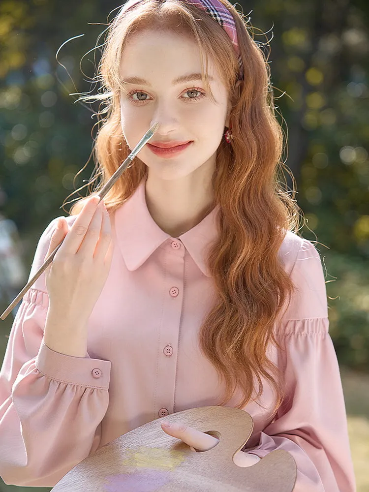 French Romance Puff Sleeve Chiffon Shirt sold by Ipinkustore product image thumbnail 3