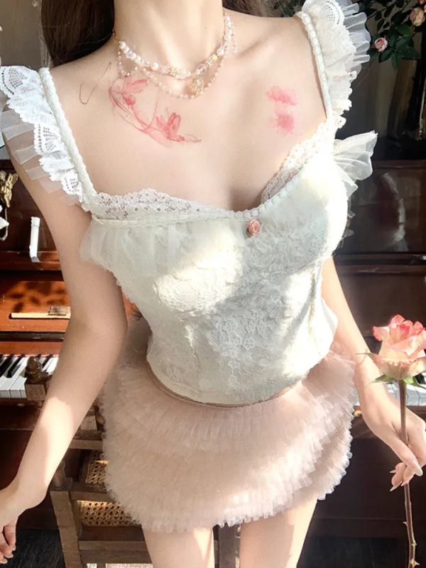 Angel's Whimsy Lace & Tulle Set sold by Ipinkustore