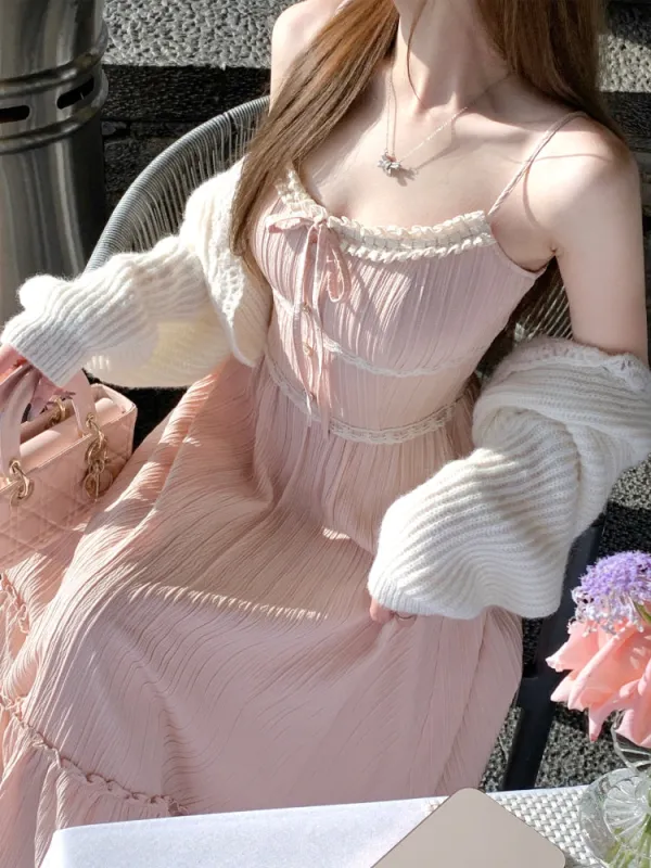 Delicate Lace Ribbon Dress sold by Ipinkustore