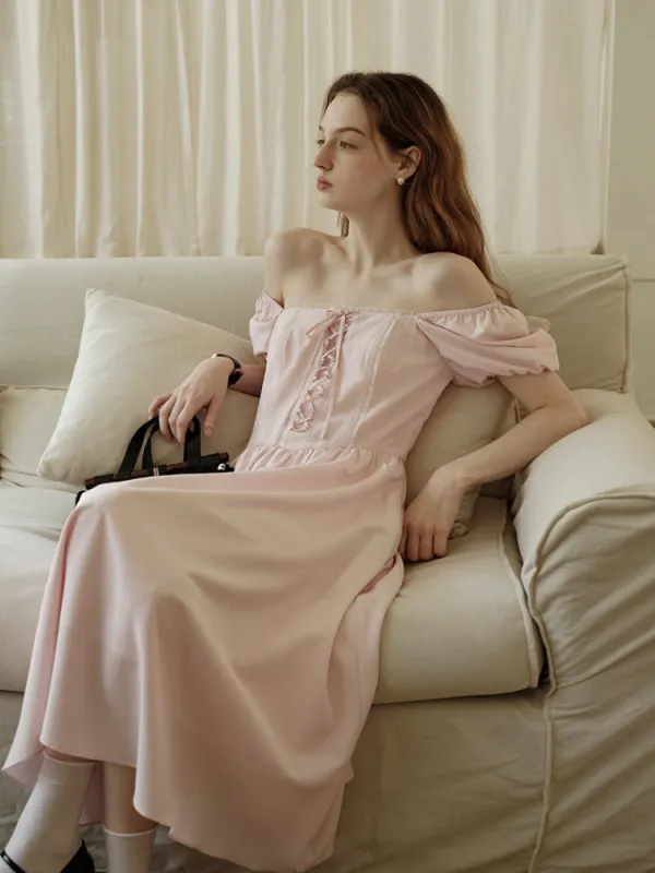 Square Neck Lace-Up Princess Dress sold by Ipinkustore