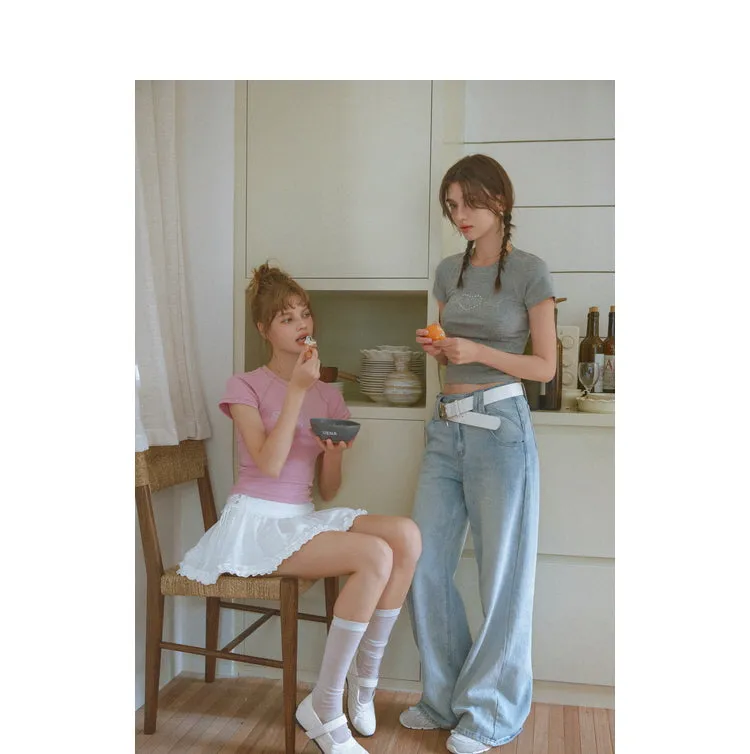 Rhinestone Heart Fitted Tee sold by Ipinkustore product image thumbnail 4