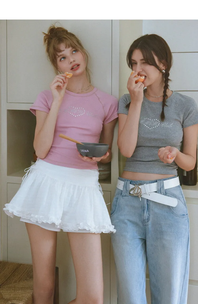 Rhinestone Heart Fitted Tee sold by Ipinkustore product image thumbnail 2