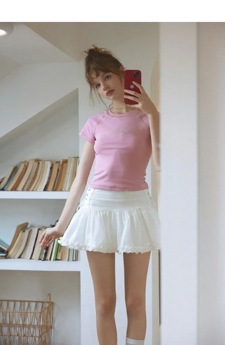 Rhinestone Heart Fitted Tee sold by Ipinkustore product image thumbnail 5