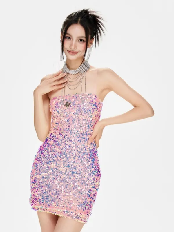 Sparkling Sequin Corset Mini Dress sold by Ipinkustore