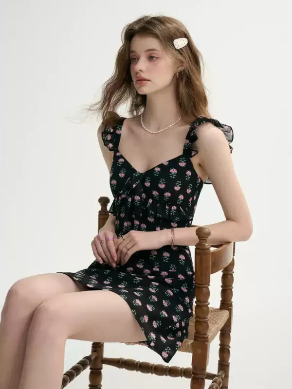 Midnight Rose Ruffle Dress sold by Ipinkustore