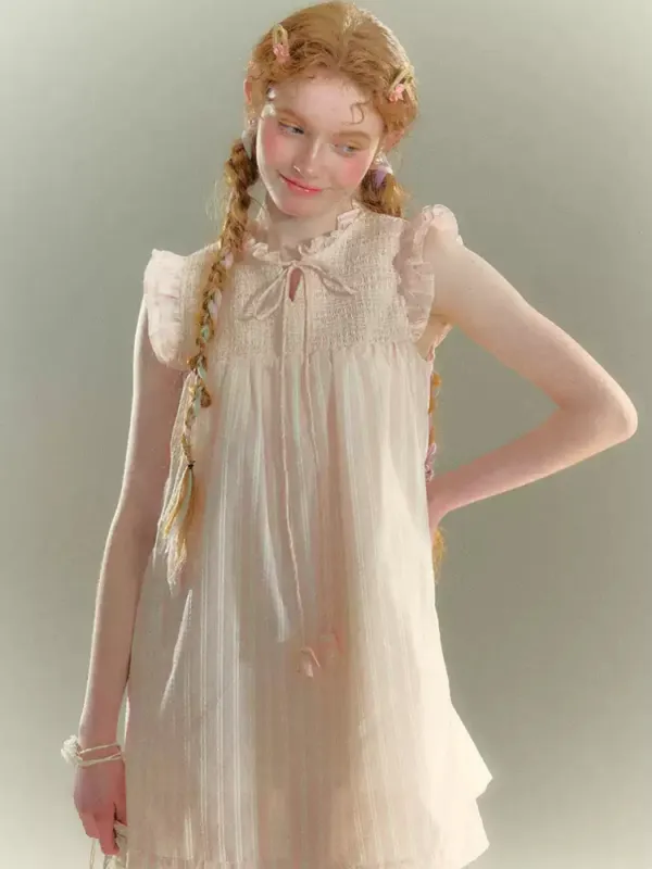 Fairy Lace Smocked Mini Dress sold by Ipinkustore