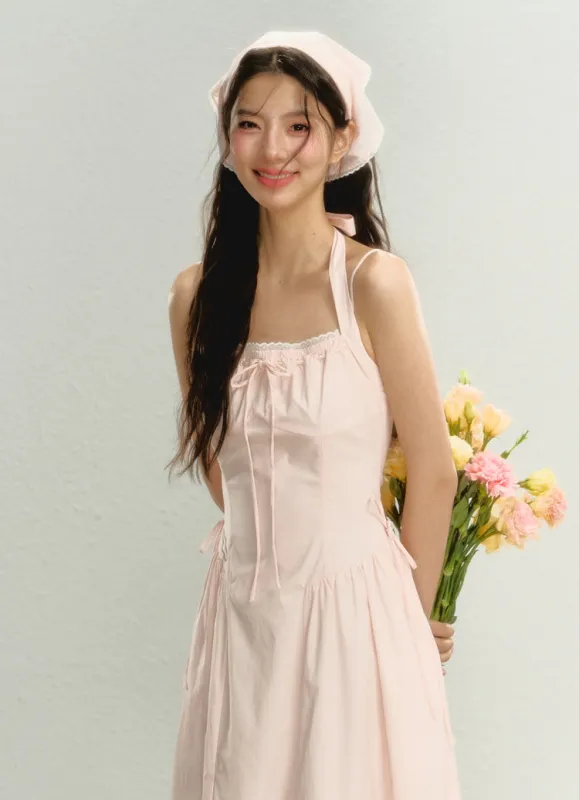 Blush Cottagecore Halter Dress sold by Ipinkustore