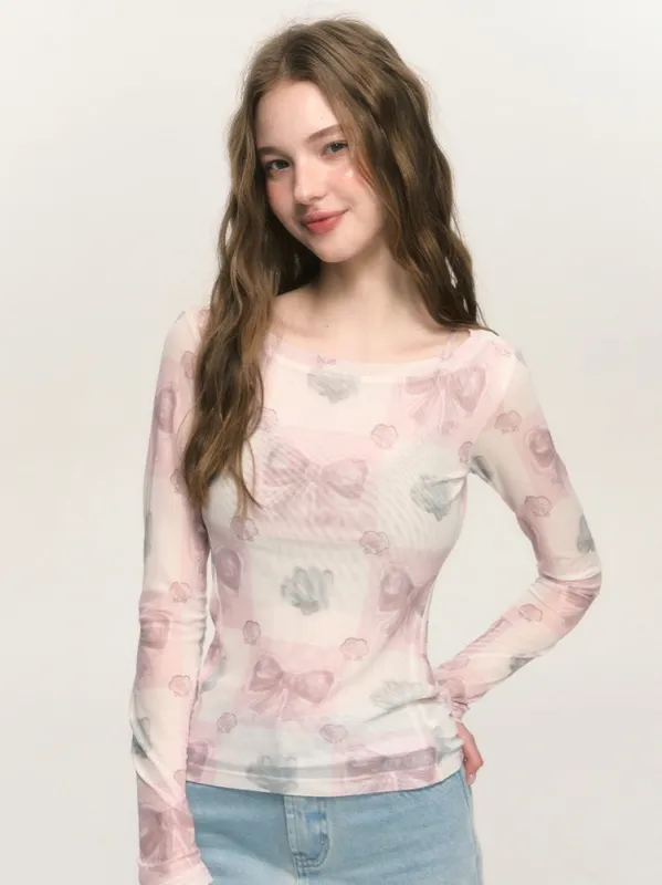 Sweet Bow Fantasy Mesh Top sold by Ipinkustore