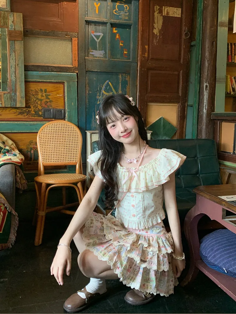 Sweet Dot Top Patchwork Cake Skirt Two-piece Set sold by Ipinkustore product image thumbnail 3