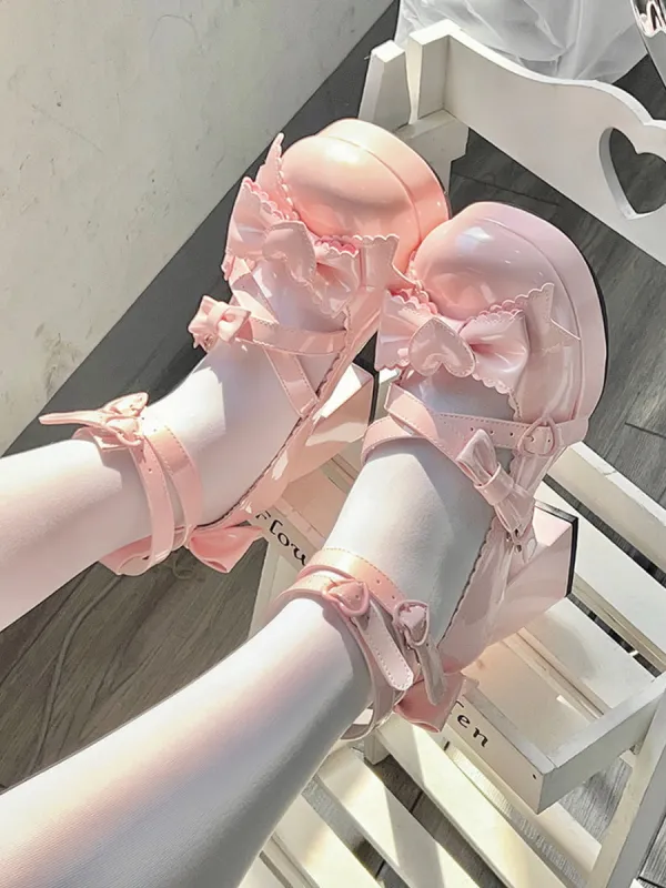 Heart Knot Lolita High Heels Shoes sold by Ipinkustore