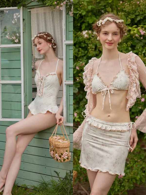 French Vintage Romantic Beach Resort Swimwear sold by Ipinkustore