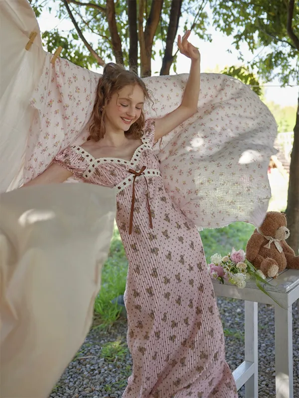 Holiday Pink Black Bear French Dress sold by Ipinkustore