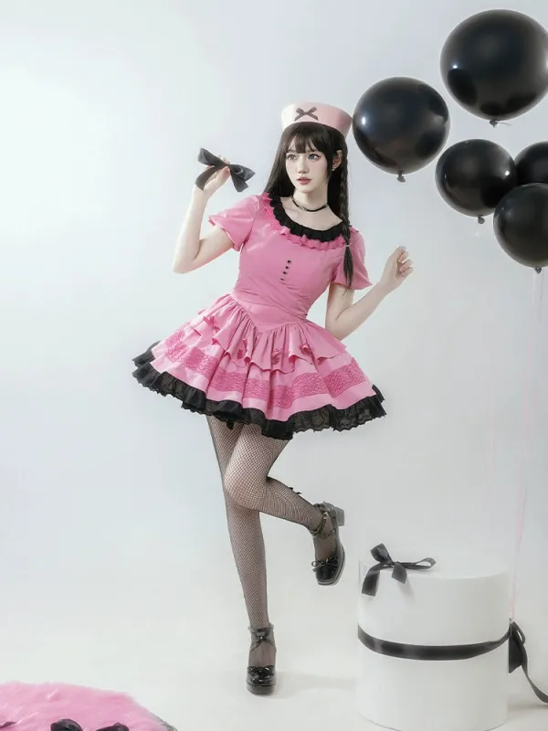 Sweet Black Pink Lolita Dress sold by Ipinkustore