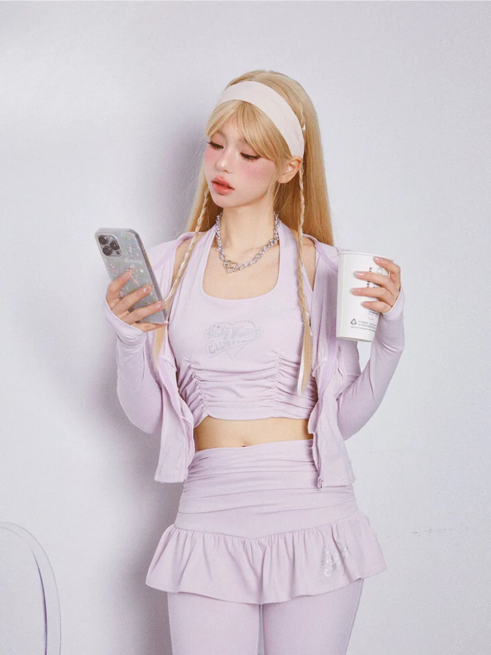 Light Purple Yoga Slimming Athleisure Three-piece Set sold by Ipinkustore